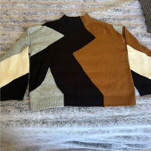 LUSH Camel Mock Neck Black Sweater